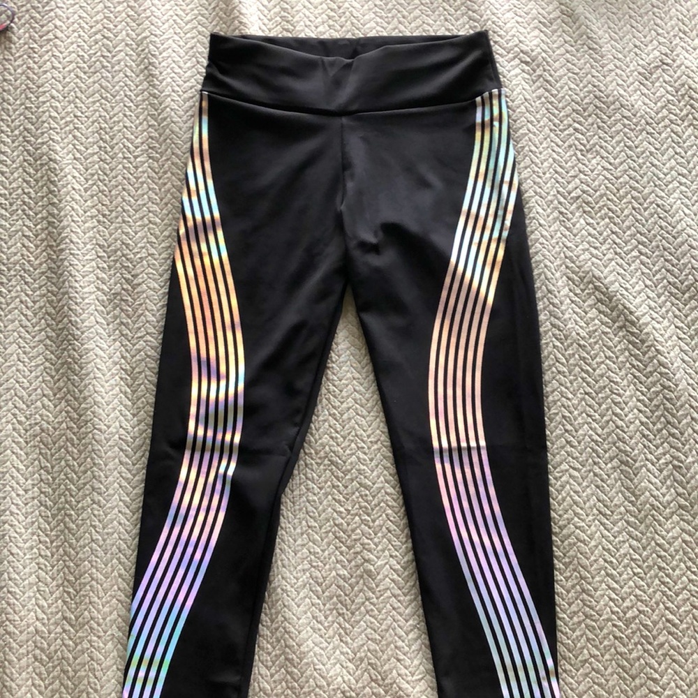 Reflective Silk Striped Black Legasocks Leggings
